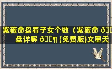 紫薇命盘看子女个数（紫薇命 🌵 盘详解 🐶 (免费版)文墨天机）